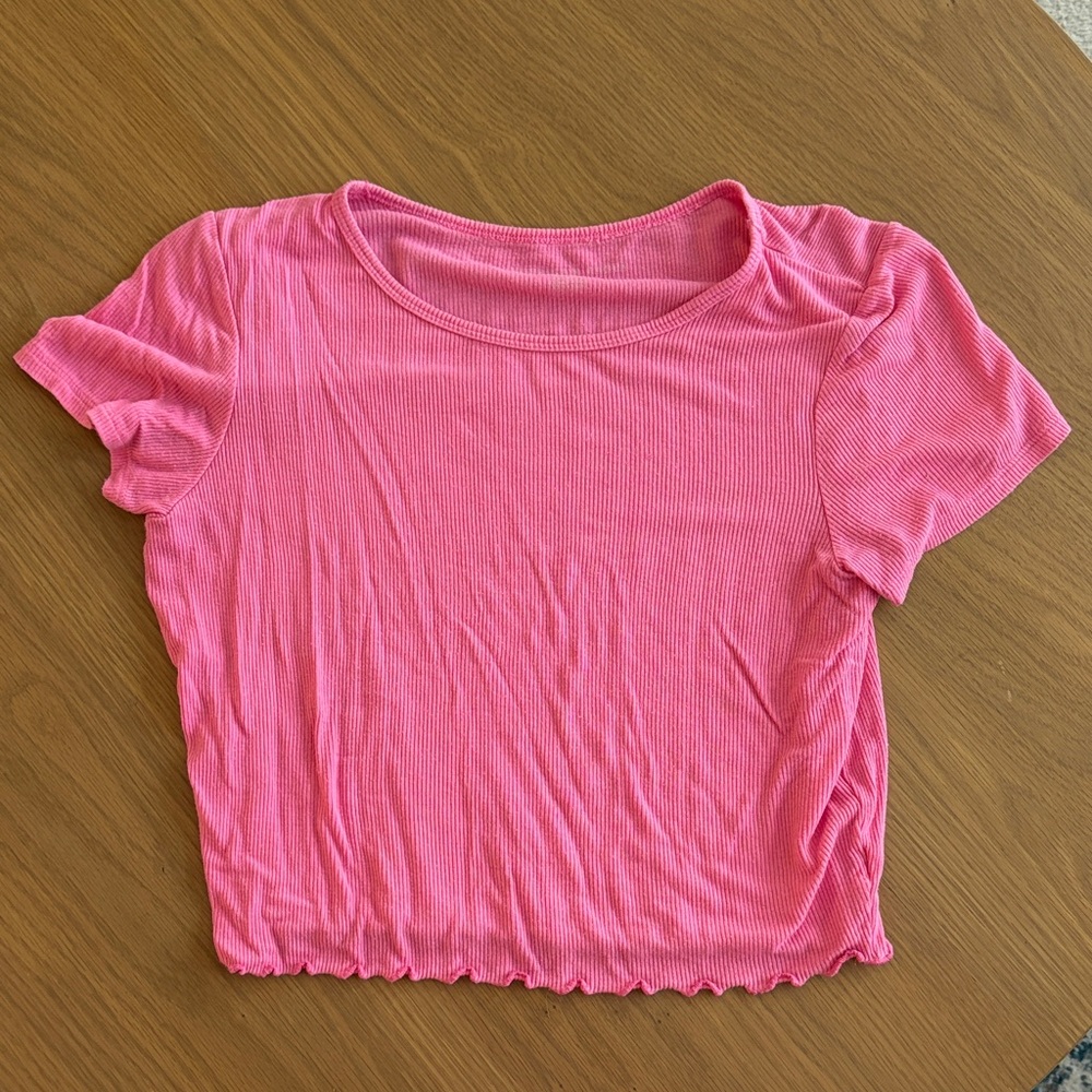 Pink Ribbed Crop Top